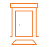 illustrated orange outline of a front door with a door mat