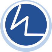 icon of a light blue circle with a navy blue circle inside of it and a white outline of a jagged line representing broken glass