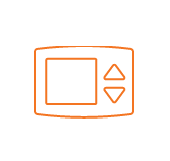 illustrated orange outline of a digital indoor thermostat