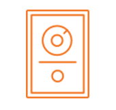 illustrated orange outline of a video doorbell